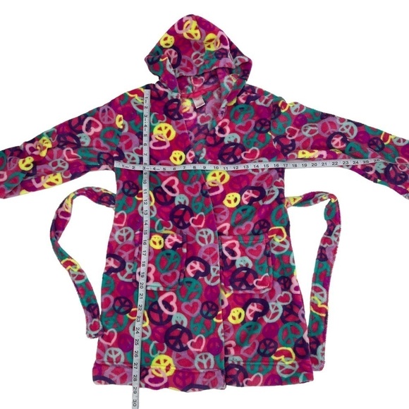 xhilaration Pink Purple Peace Robe Size Large (10/12) Girl’s - Picture 4 of 5